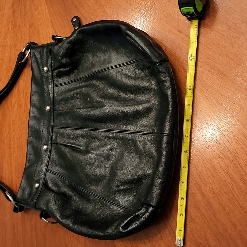 L'postich Black Leather Hobo! Embossed Python Bla… - image 4